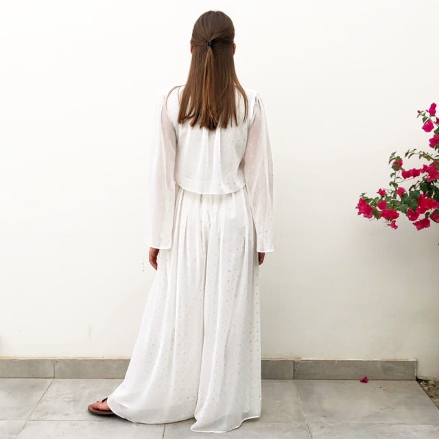 RAM19  WHITE CHIFFON JUMPSUIT