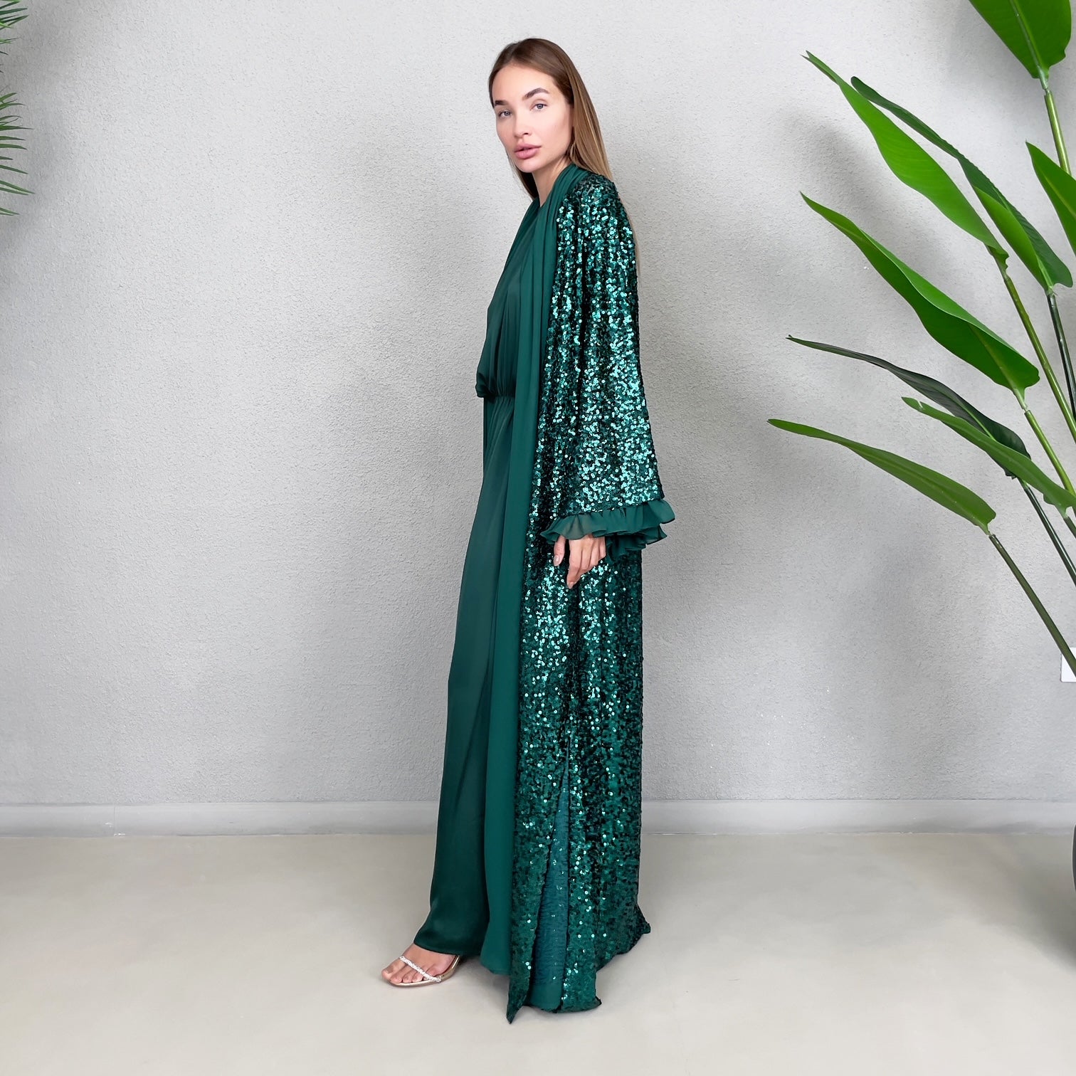 RAM23 SIGNATURE  EMERALD SEQUINS ABAYA SET