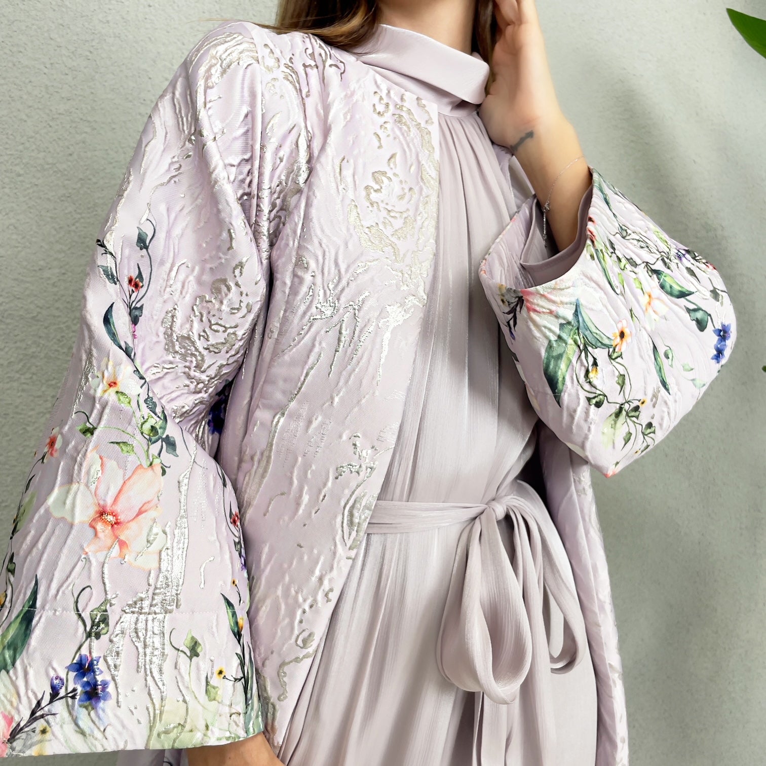 RAM23 AISHA MAUVE BROCADE EVENING ABAYA