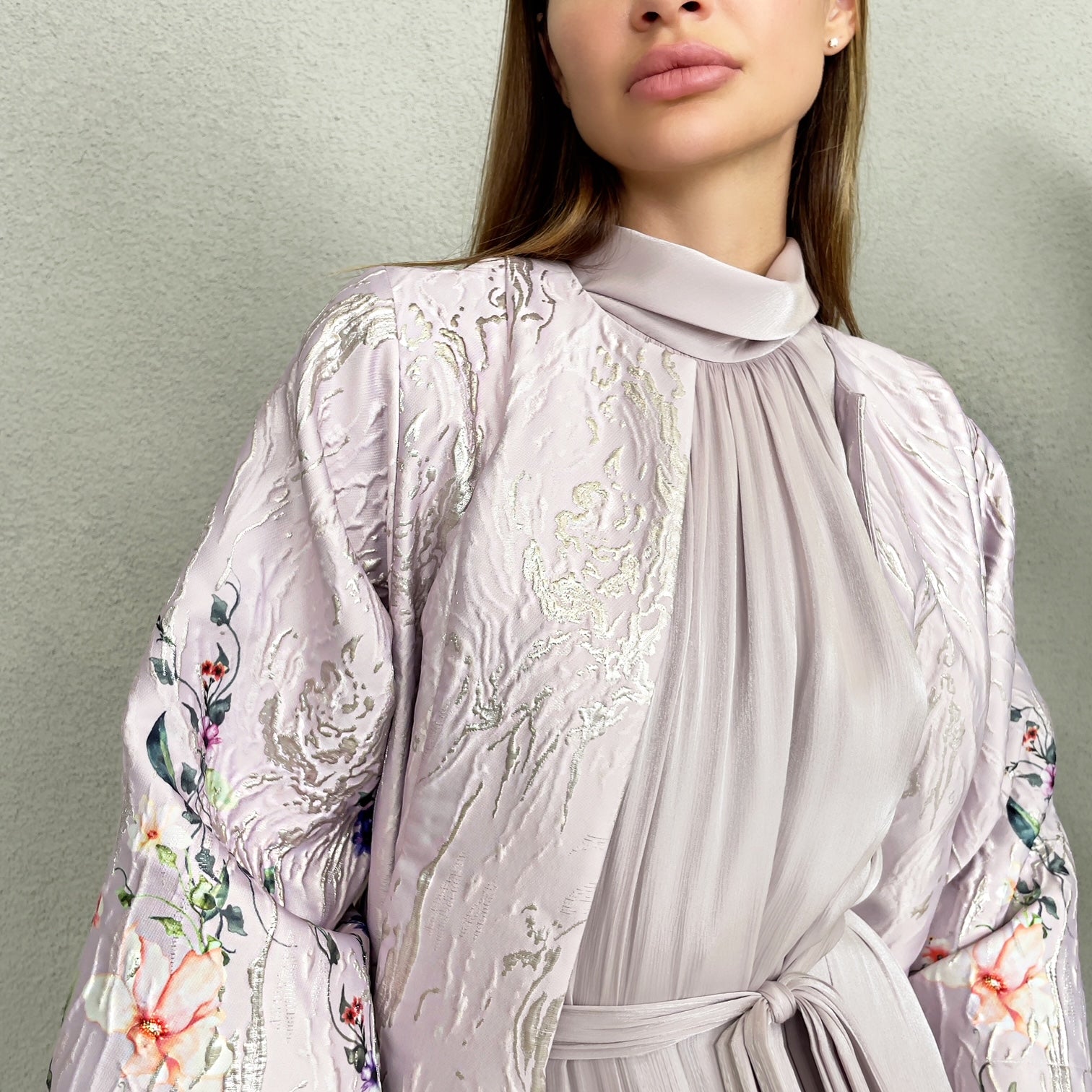 RAM23 AISHA MAUVE BROCADE EVENING ABAYA