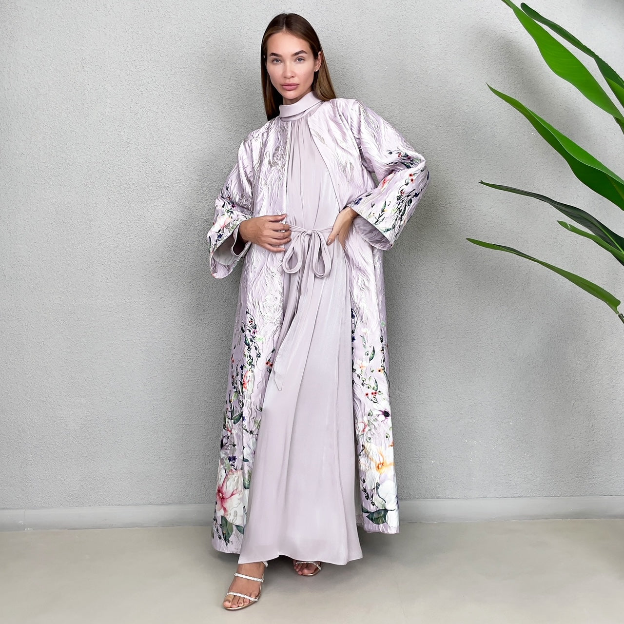 RAM23 AISHA MAUVE BROCADE EVENING ABAYA