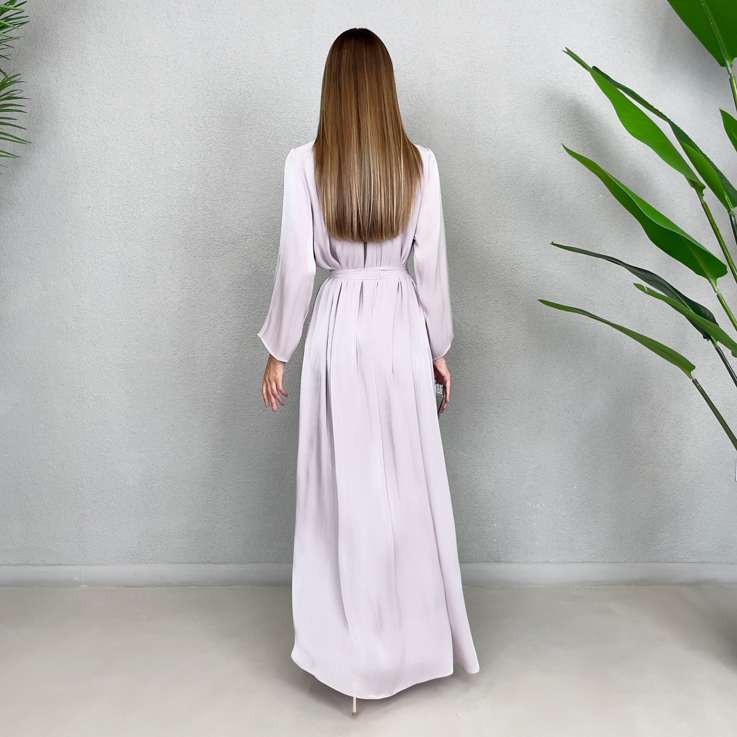 RAM23 TESSA ORGANZA MAUVE HIGH NECK DRESS