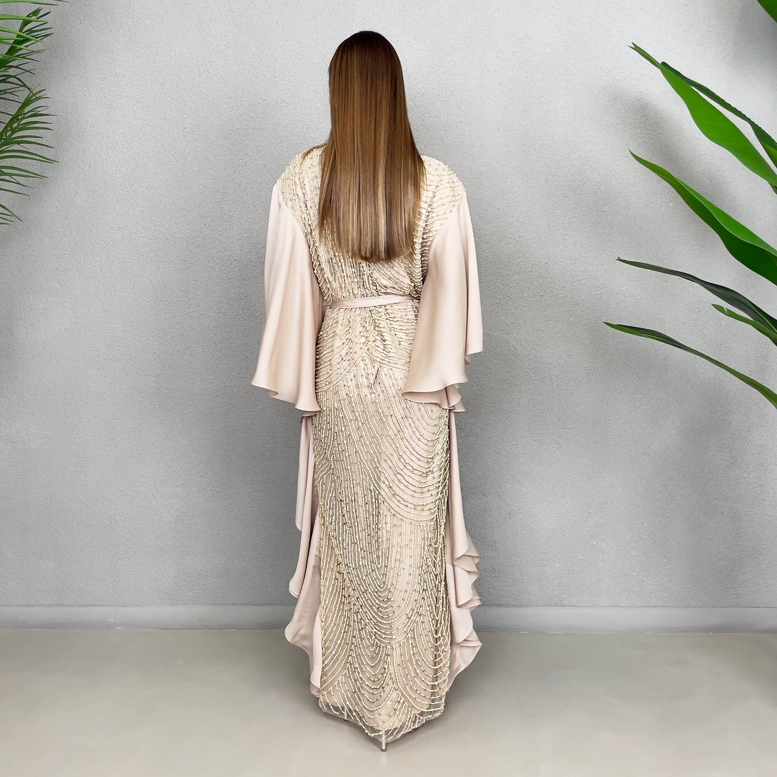 RAM23 SARA BEIGE HAUTE COUTURE EVENING KAFTAN