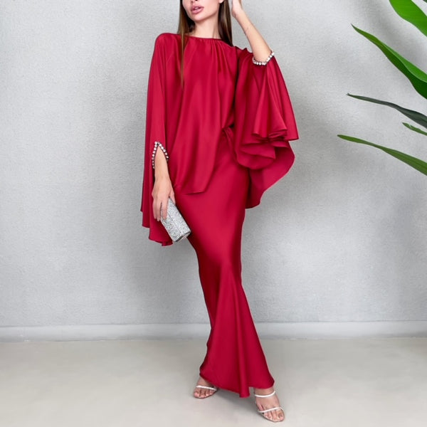 RAM23 KAMILLAH RED PEPPER FISHTAIL SKIRT SET