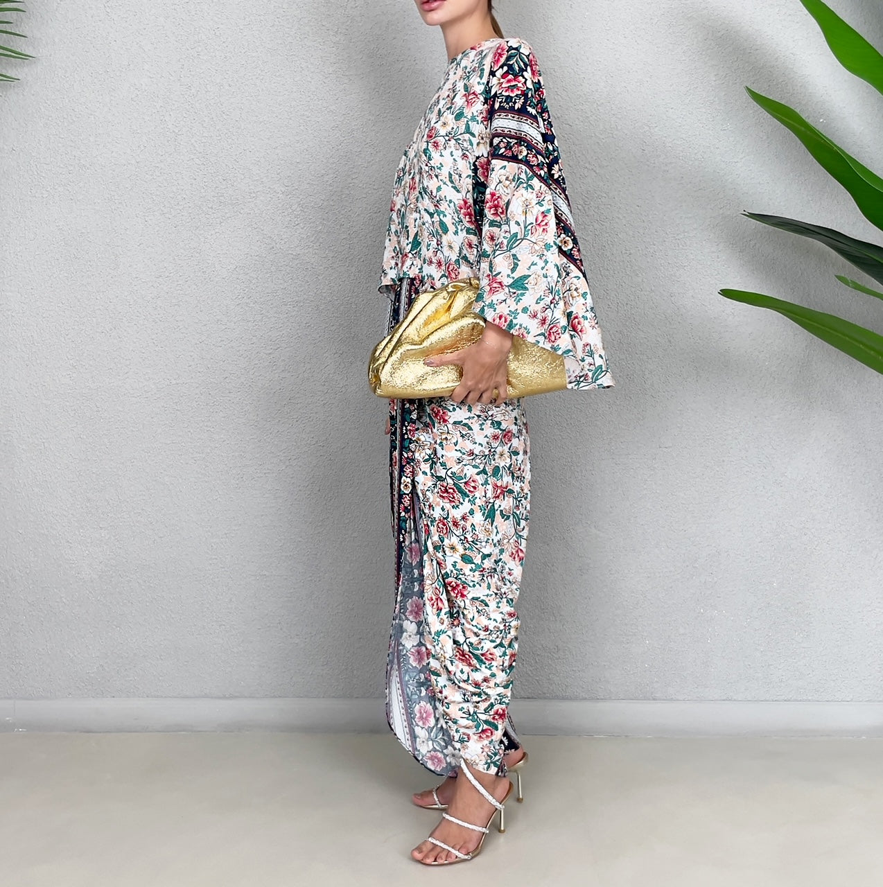 RAM23  HINDI FLORAL DHOTI TROUSER SET