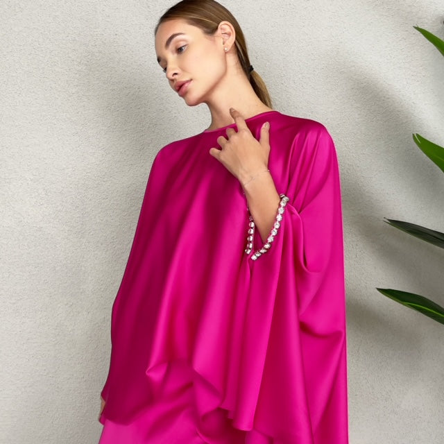 RAM23 KAMILLAH HOT PINK FISHTAIL SKIRT SET