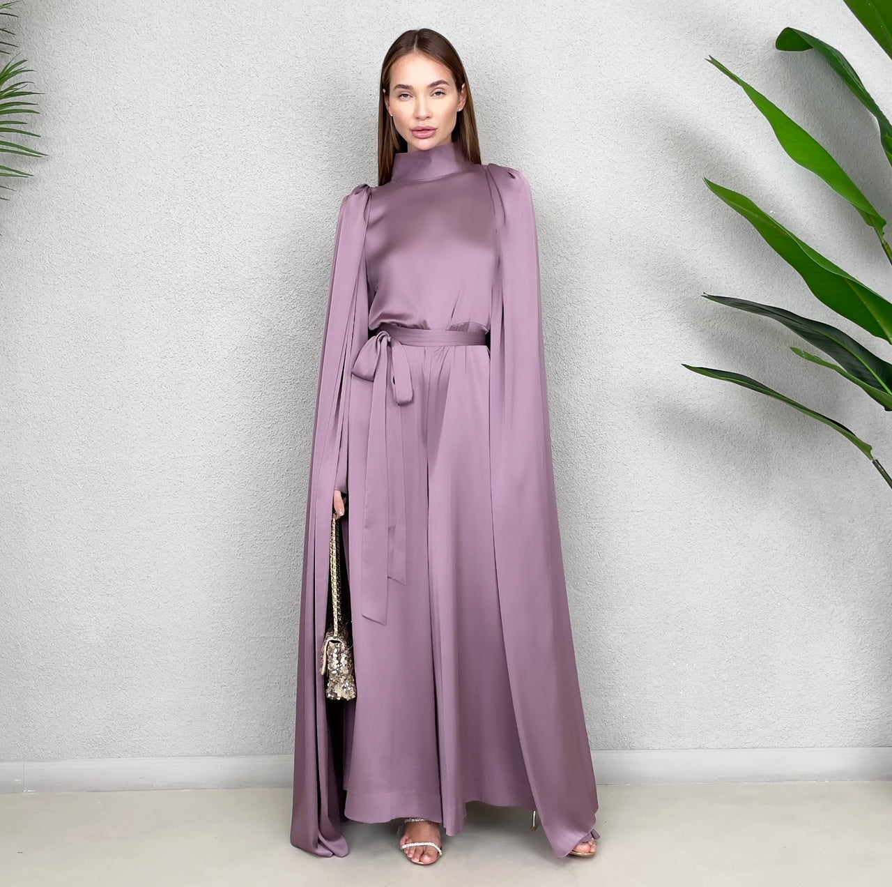 RAM23 TALA SATIN CAPE JUMPSUIT