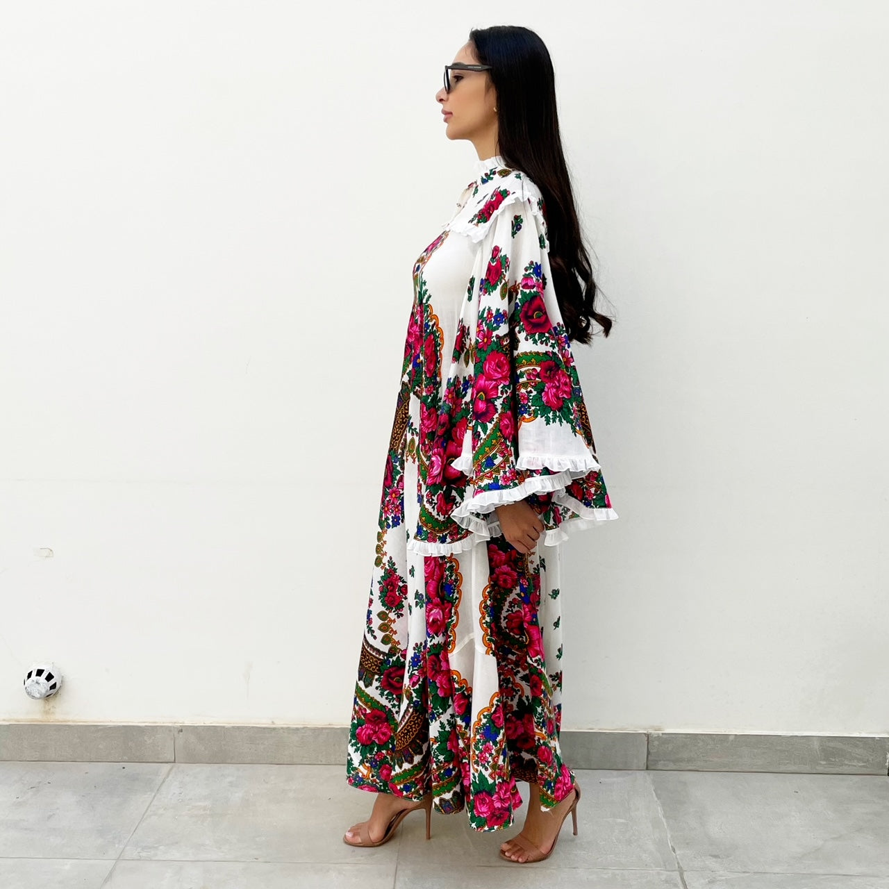 RAM21 FOLK PRINT COTTON FLARE DRESS