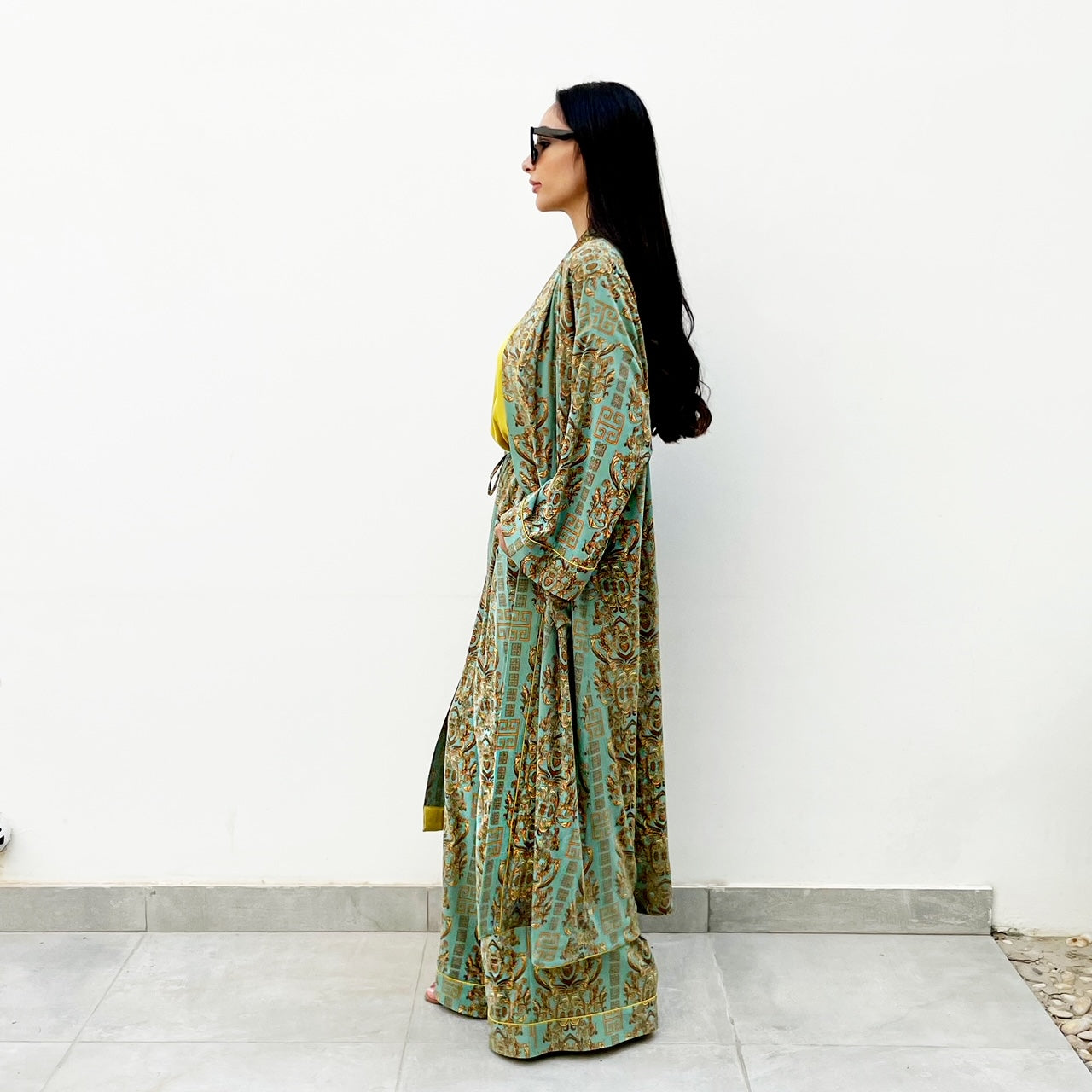 RAM21 PRINTED TURQUOISE KIMONO SET