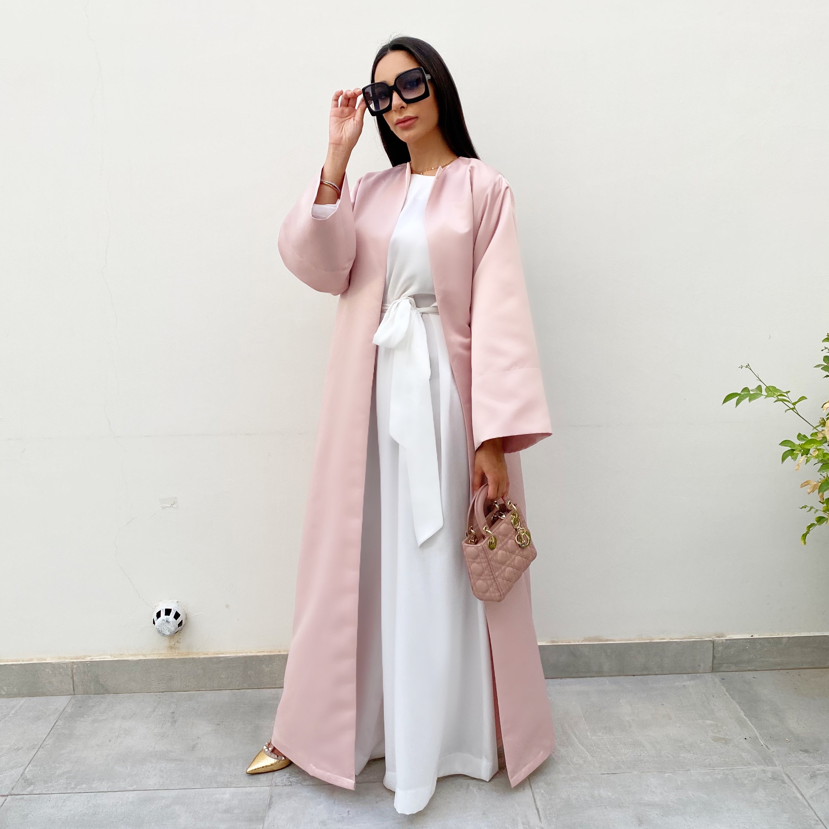 RAM20 ROSE PINK TAFFETA  ABAYA