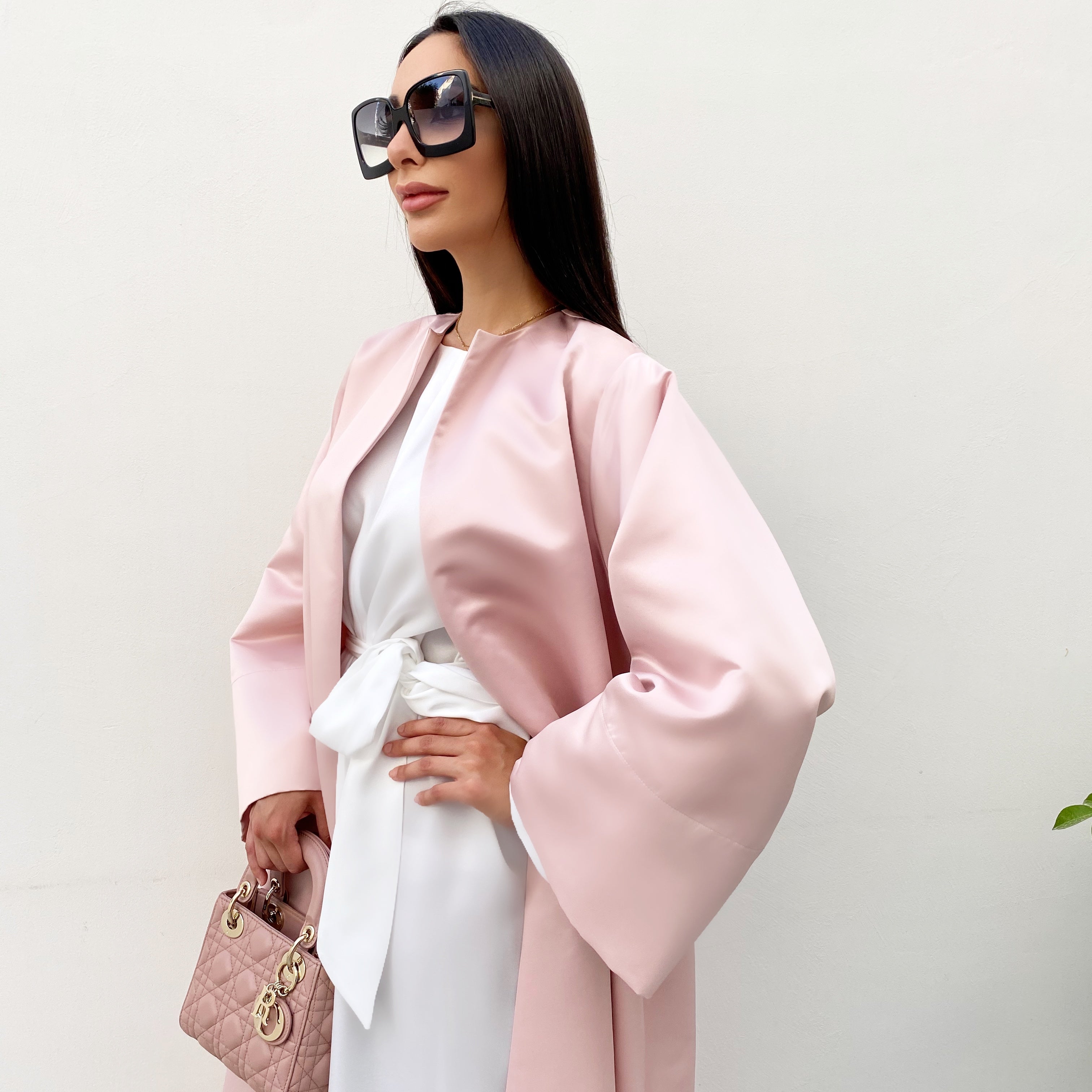 RAM20 ROSE PINK TAFFETA  ABAYA