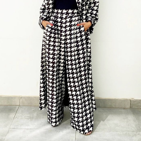 AW19 ELEGANT  WIDE LEG  HOUNDSTOOTH TROUSERS