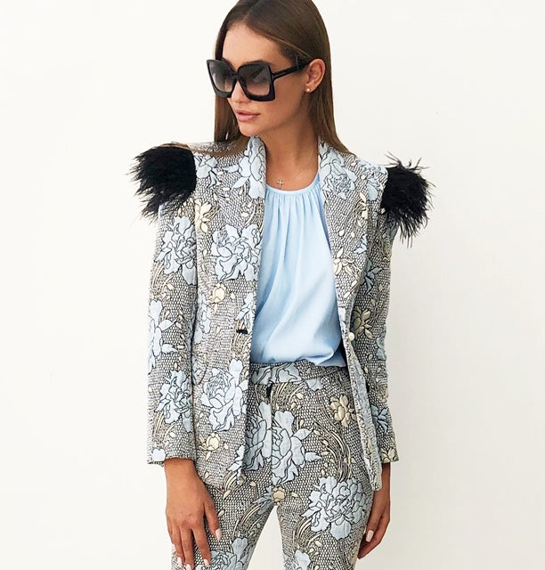 AW18 BROCADE BABY BLUE BLAZER