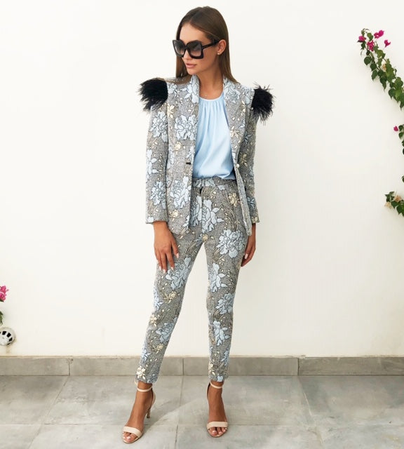 AW18 BROCADE BABY BLUE BLAZER