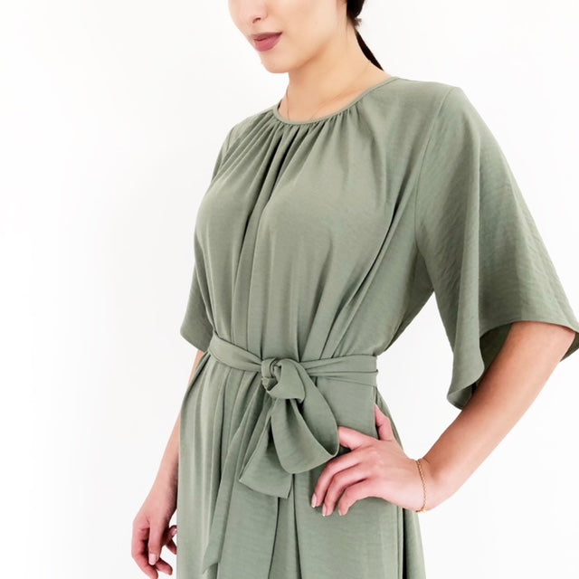 AW18 MOSS GREEN SHORT SLEEVE DRESS