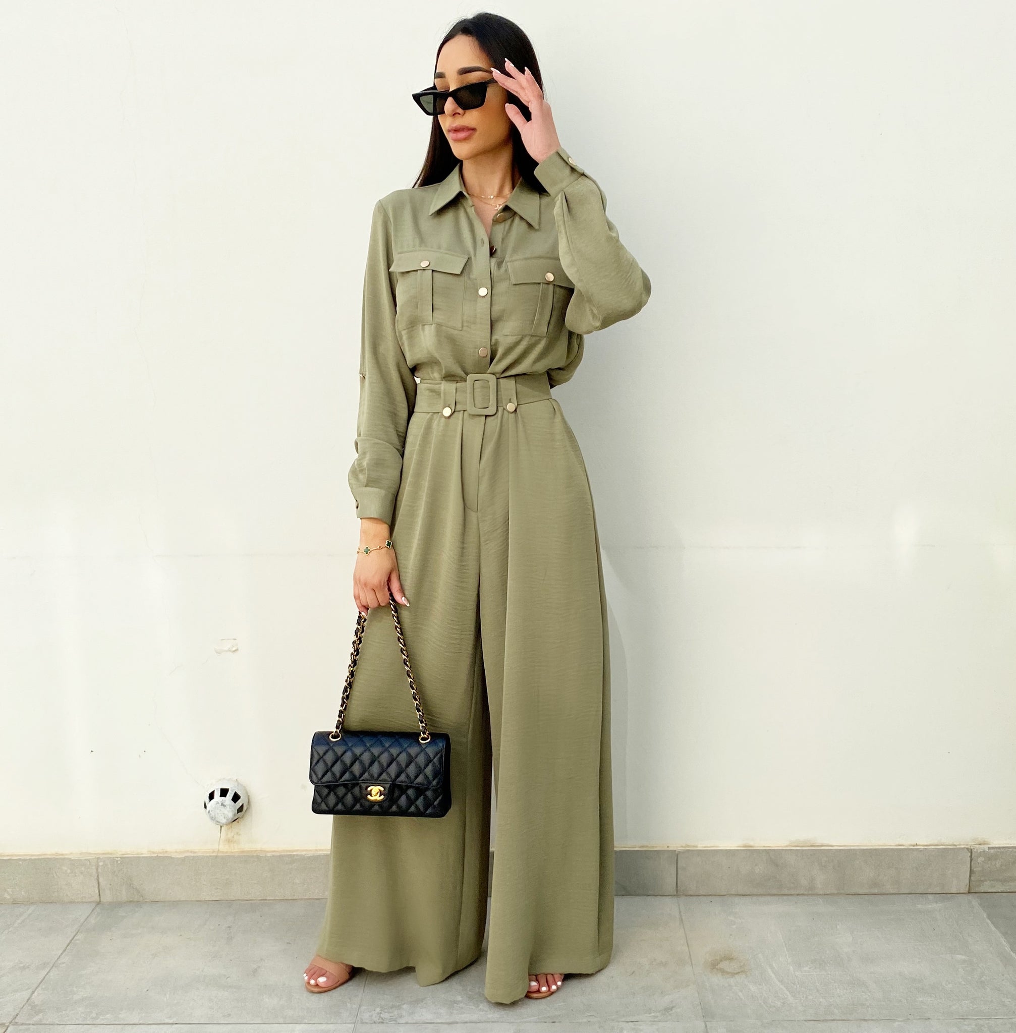 AW20 MOSS GREEN UTILITY  JUMPSUIT