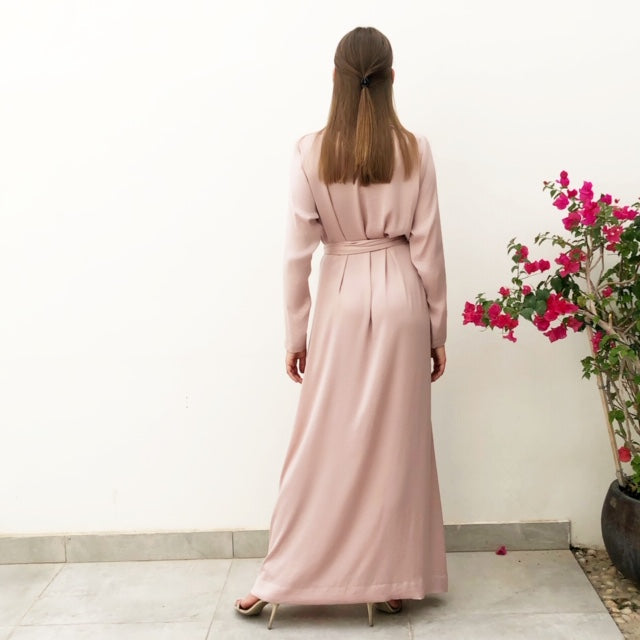 RAM19 BLUSH LONG SLEEVE TUNIC DRESS WITH PIN TUCKS