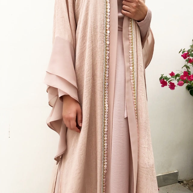 RAM19 MONA BLUSH DOUBLE LAYER ABAYA