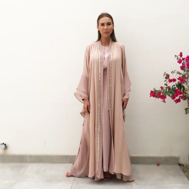 RAM19 MONA BLUSH DOUBLE LAYER ABAYA