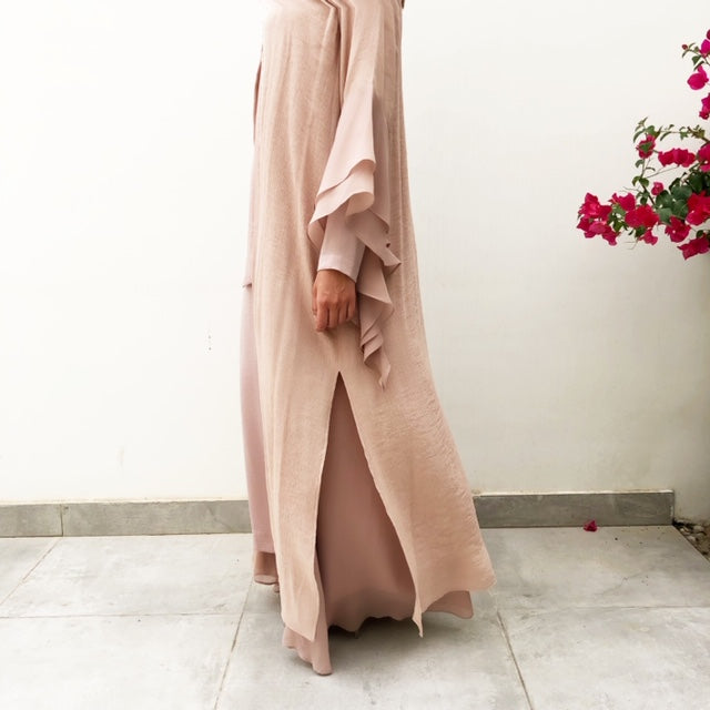 RAM19 MONA BLUSH DOUBLE LAYER ABAYA