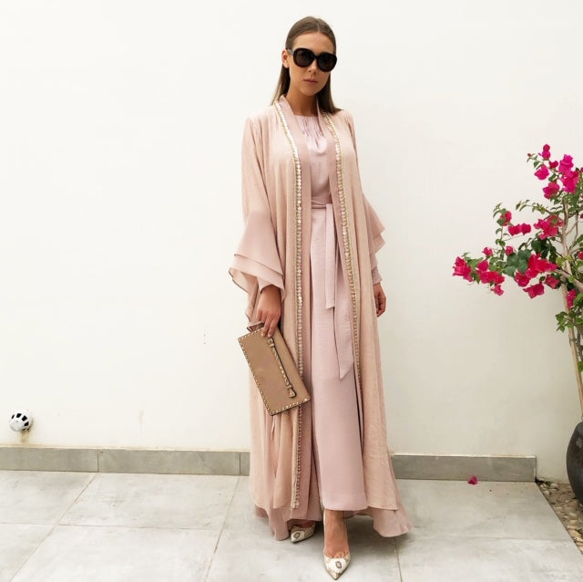 RAM19 MONA BLUSH DOUBLE LAYER ABAYA