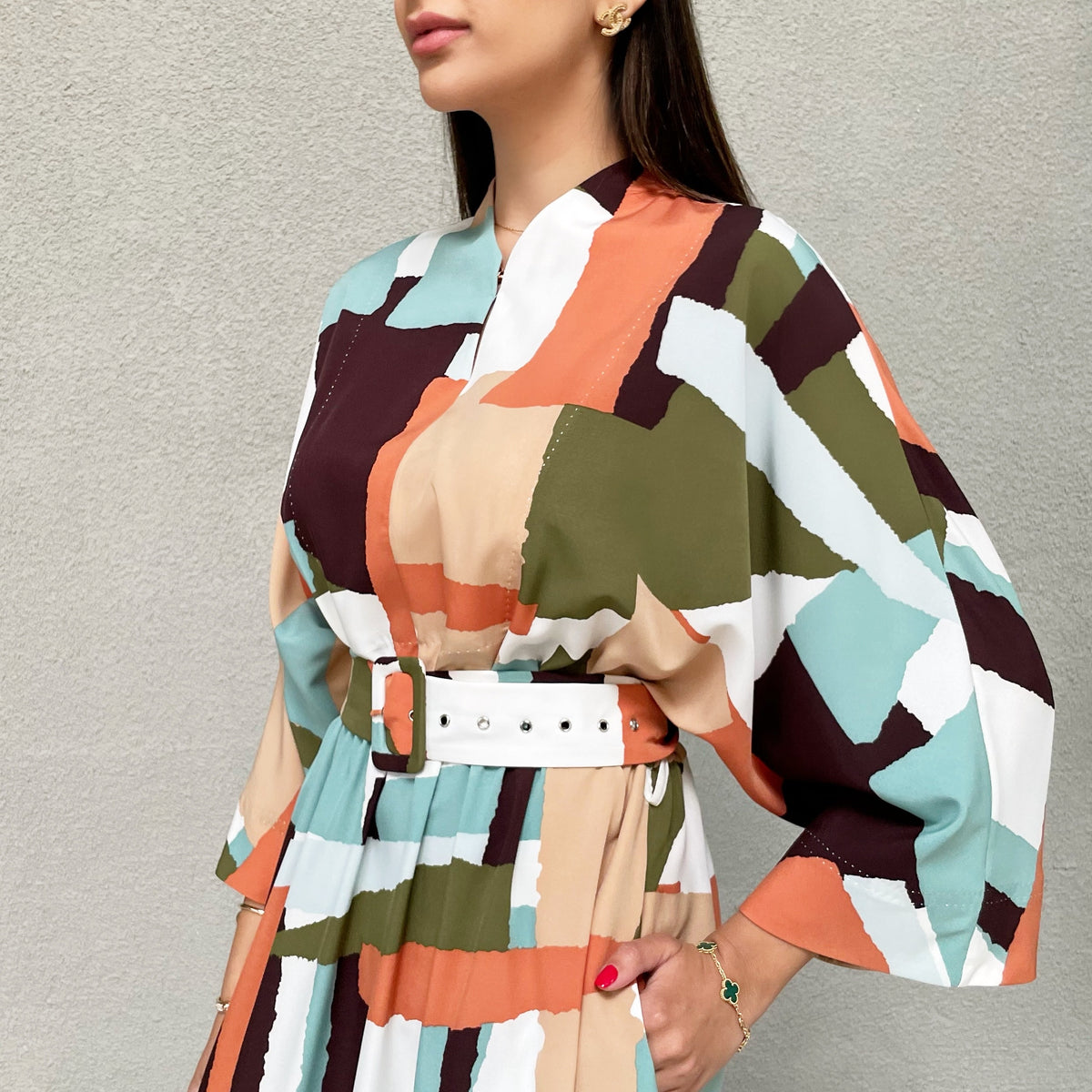 AW 21 ABSTRACT PRINT KAFTAN DRESS