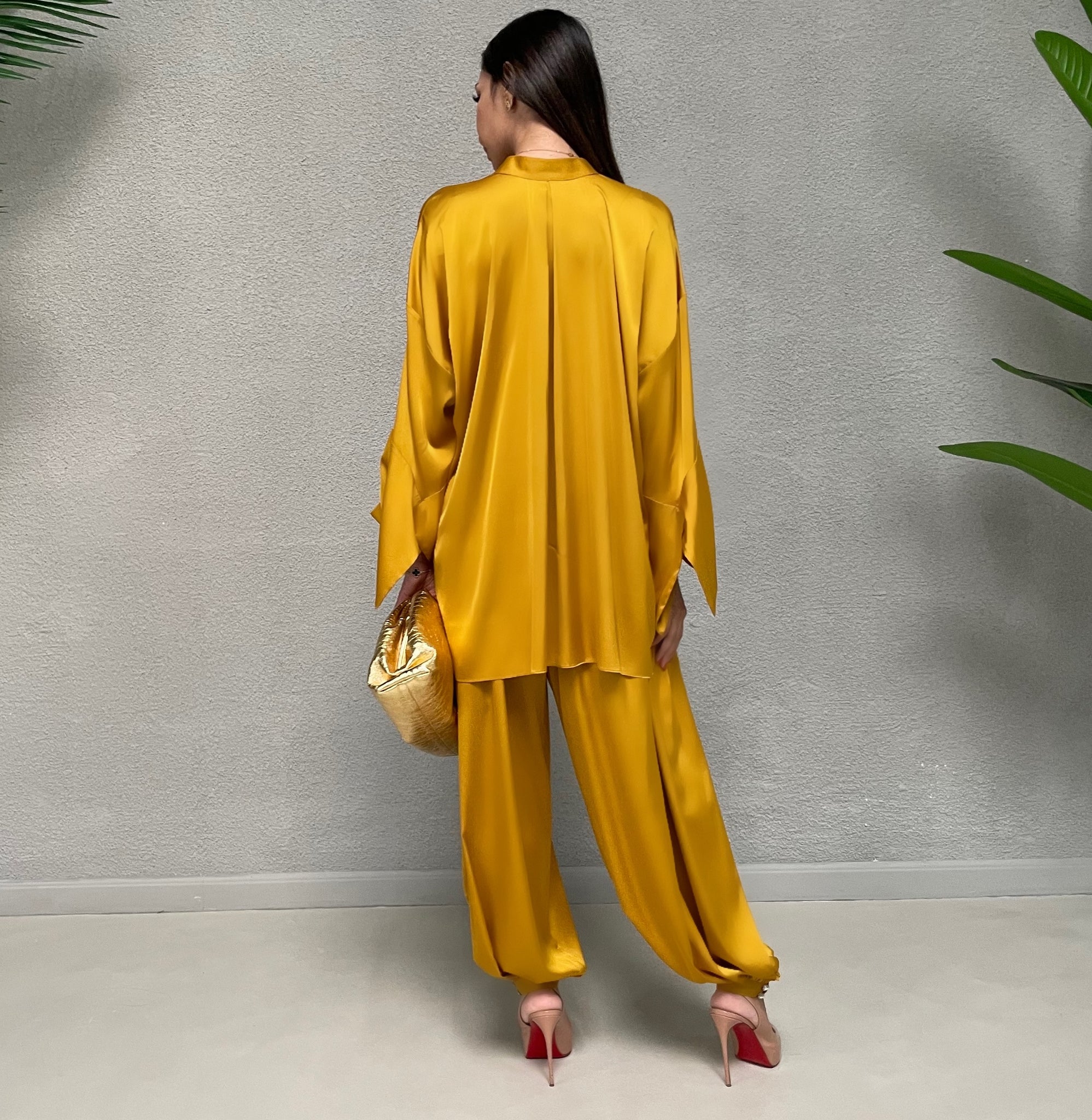 AW 21 MUSTARD SILK HAREM PANTS SET