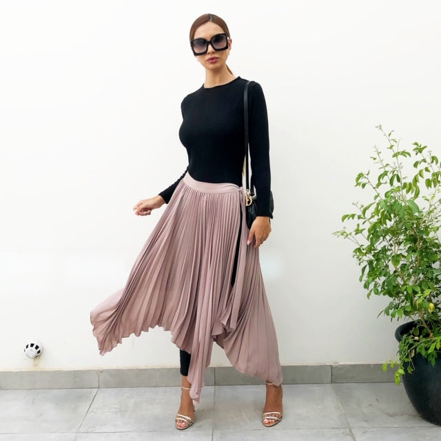 AW19 TAUPECREPE SUNRISE PLEAT WRAP SKIRT