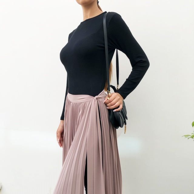 AW19 TAUPECREPE SUNRISE PLEAT WRAP SKIRT