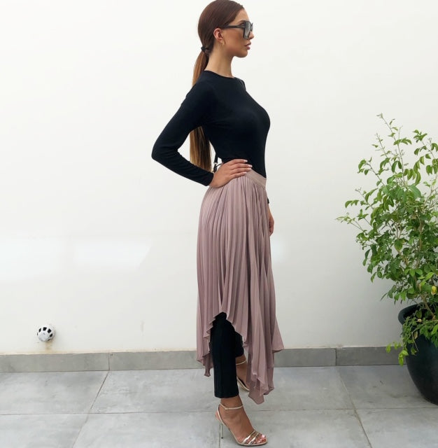 AW19 TAUPECREPE SUNRISE PLEAT WRAP SKIRT