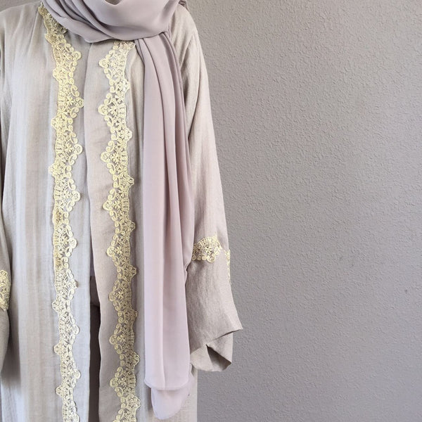 Limited Edition Beige Linen With Chantily Lace detailing
