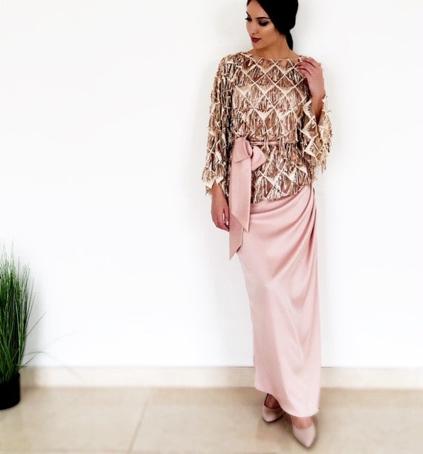 AW18 ROSE GOLD SEQUINS & TASSELS BLOUSE